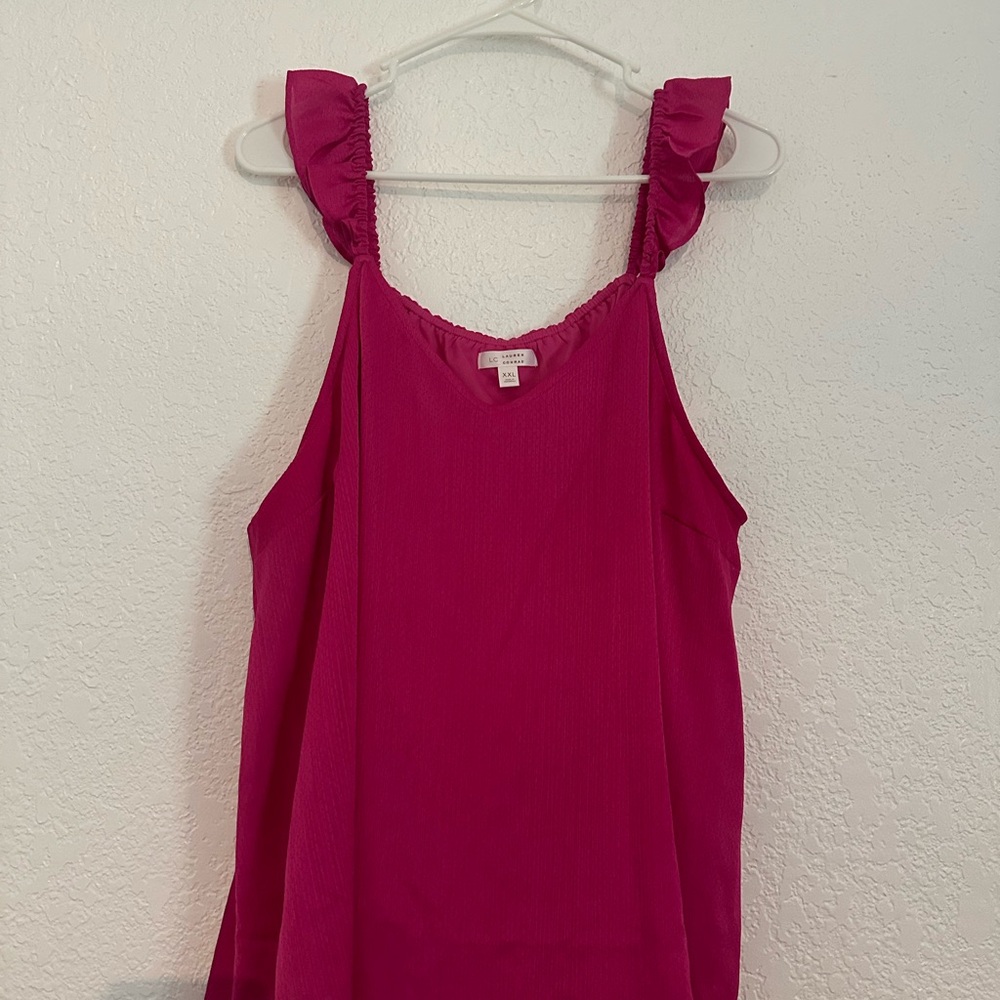 LC Lauren Conrad Pink Ruffled Sleeveless Tank Top